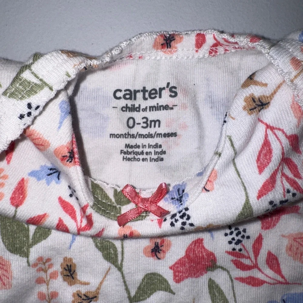 Carter's 3-Piece Outfit Set Baby Girl 3M Pink Yellow Floral Dinosaur Cat Spikes